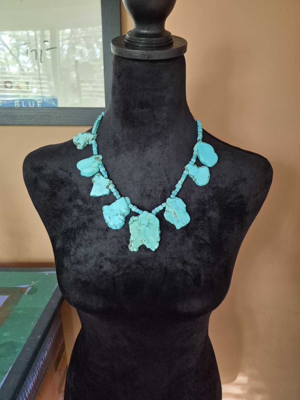 Turquoise Colored Stone Statement Necklace